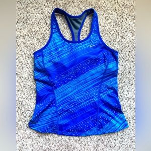 Nike Racerback Running Cycling Tank Top Blue Fitted Back Pockets Small